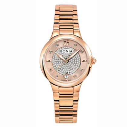 Bonia Elegance BNB10793-2573 Rose Gold Stainless Steel Strap Women Watch